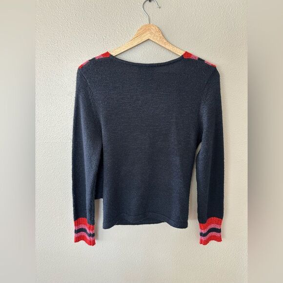 C/MEO Collective Faux Wrap Pink Red Navy Knit V Neck Sweater Size XS - Picture 8 of 8
